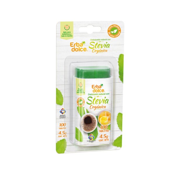 Pastillero 100 tabletas 4,5g Stevia Natural Erba Dolce
