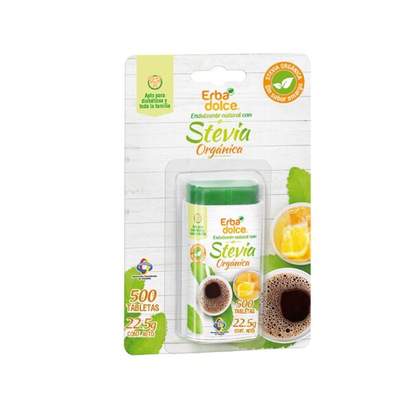 Pastillero 500 tabletas 22.5g Stevia Natural Erba Dolce